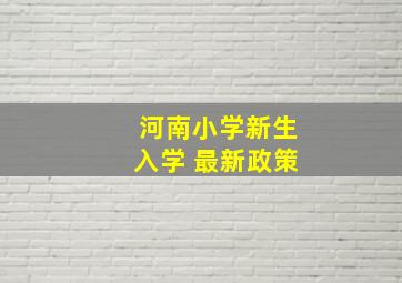 河南小学新生入学 最新政策